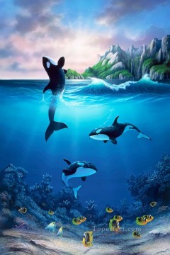Fish Aquarium Painting - Rhapsody in Blue under sea